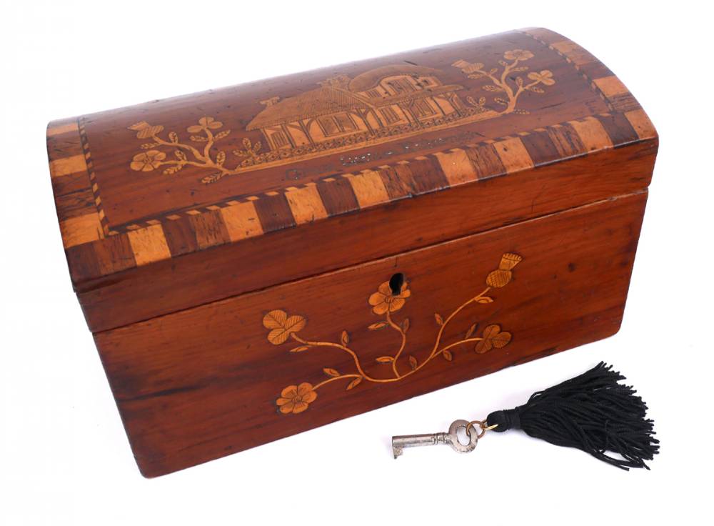 Victorian inlaid yew-wood Killarney ware box. at Whyte's Auctions
