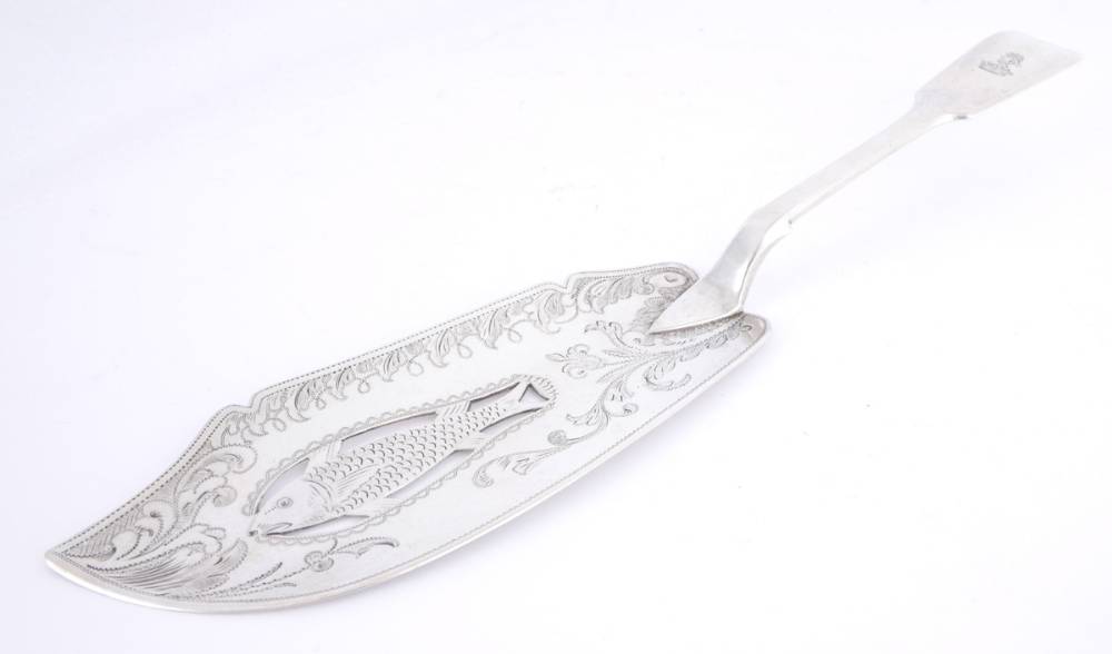 A Victorian Irish silver fiddle-pattern fish-slice, by Philip Weeks. at Whyte's Auctions