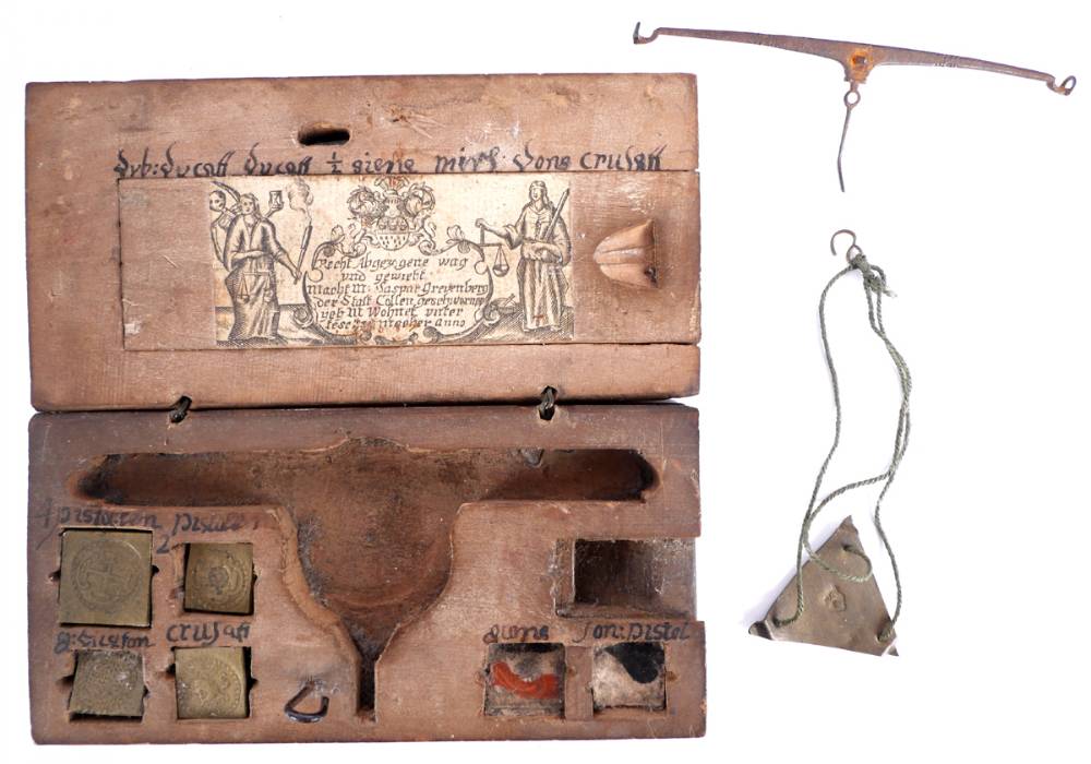 A 17th century banker's pocket scales. at Whyte's Auctions