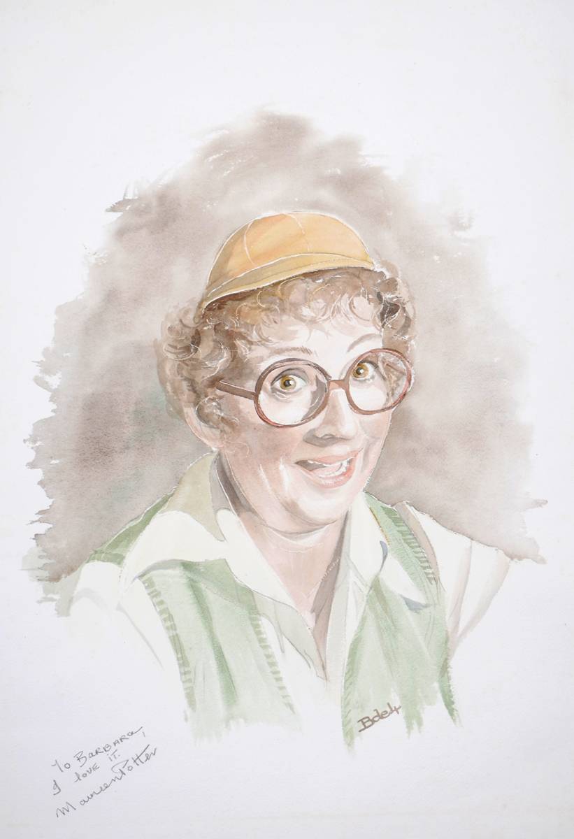Maureen Potter by Barbara Hartigan, watercolour portrait signed by the artist and sitter. at Whyte's Auctions