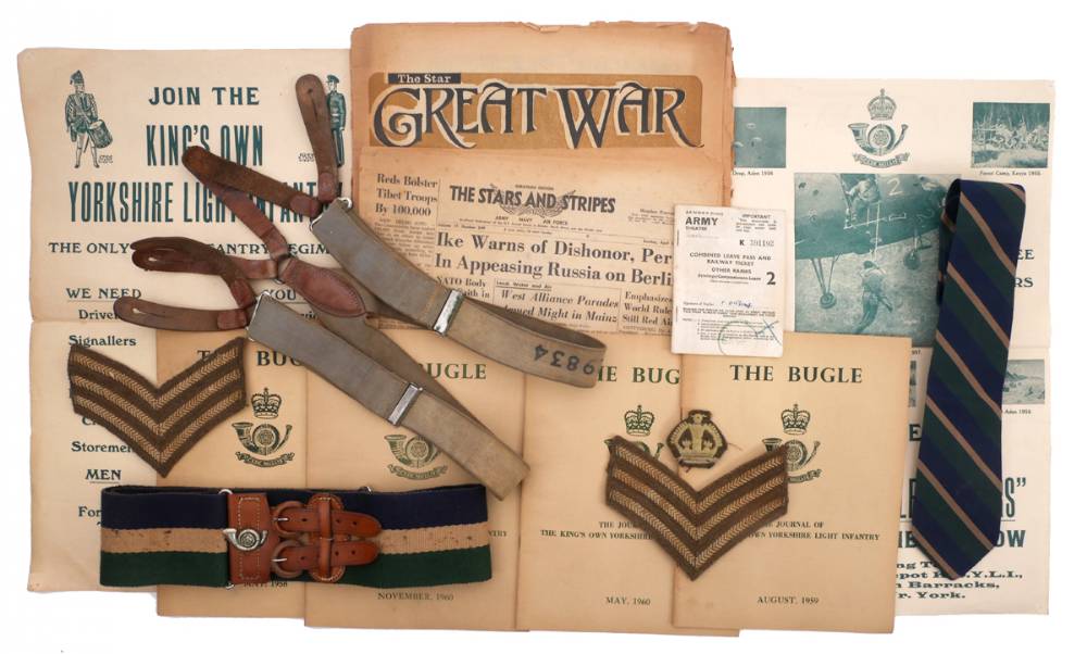 King's Own Yorkshire Light Infantry, uniform items and ephemera. at Whyte's Auctions