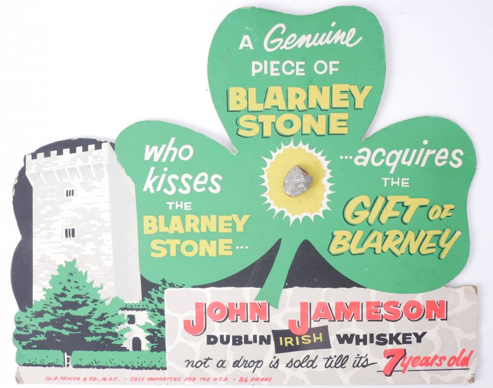 Circa 1960 John Jameson Dublin Irish whiskey, American show card, 'A Genuine Piece of Blarney Stone.' at Whyte's Auctions
