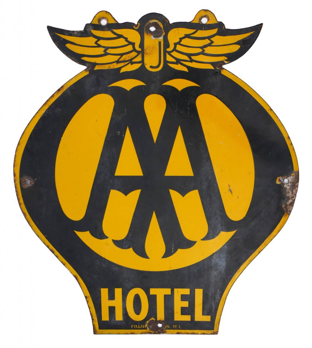 1930s Automobile Association 'Hotel' Sign. at Whyte's Auctions