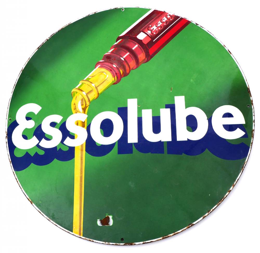 1930s Essolube pictorial enamel advertising sign. at Whyte's Auctions