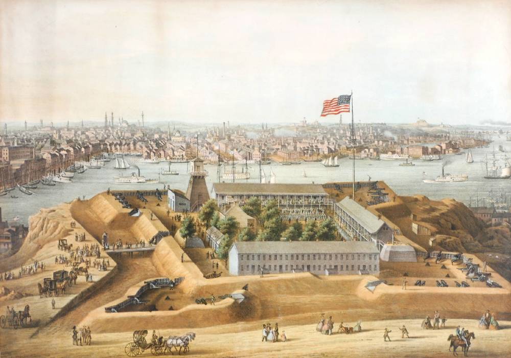 1862 American Civil War view of Fort Federal Hill, Baltimore. at Whyte's Auctions