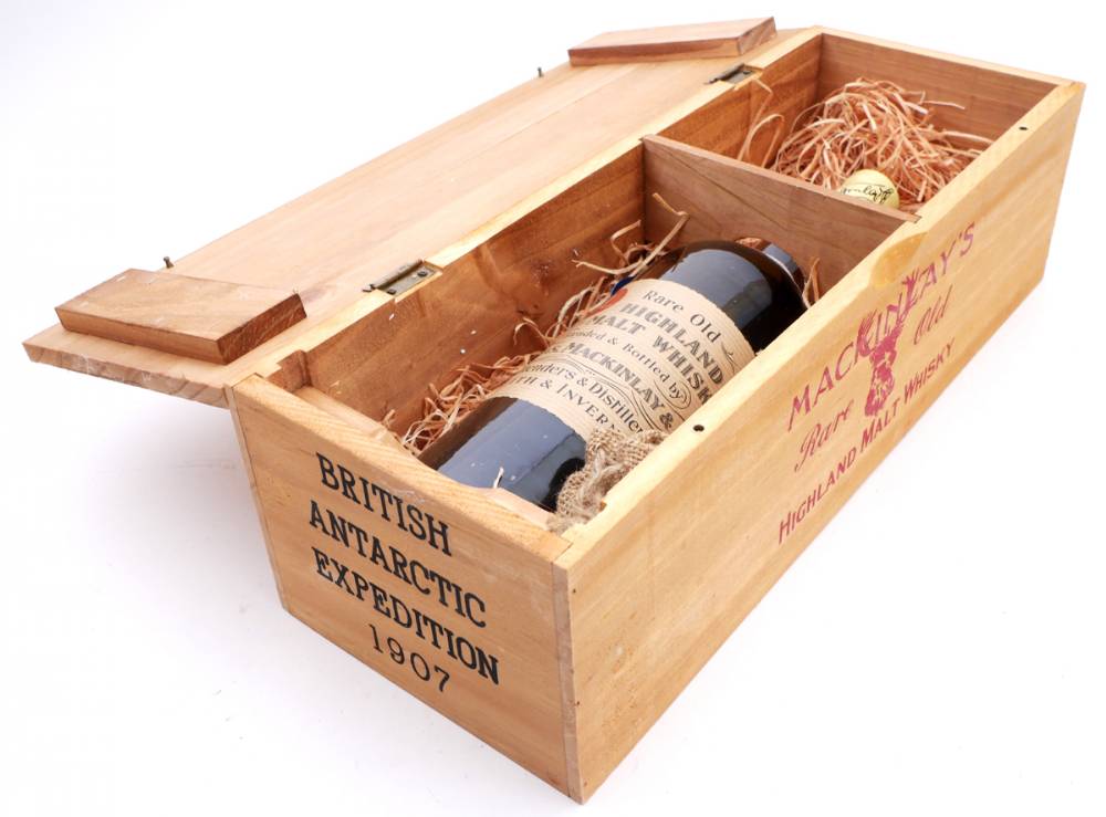 Replica of the whisky carried on the 'Nimrod' for Shakleton's Polar expedition. at Whyte's Auctions