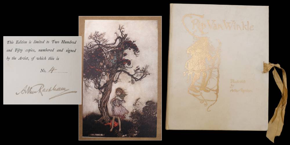 Rackham, Arthur (illustrator) and Washington, Irving. Rip Van Winkle, deluxe limited edition, signed by Arthur Rackham. at Whyte's Auctions
