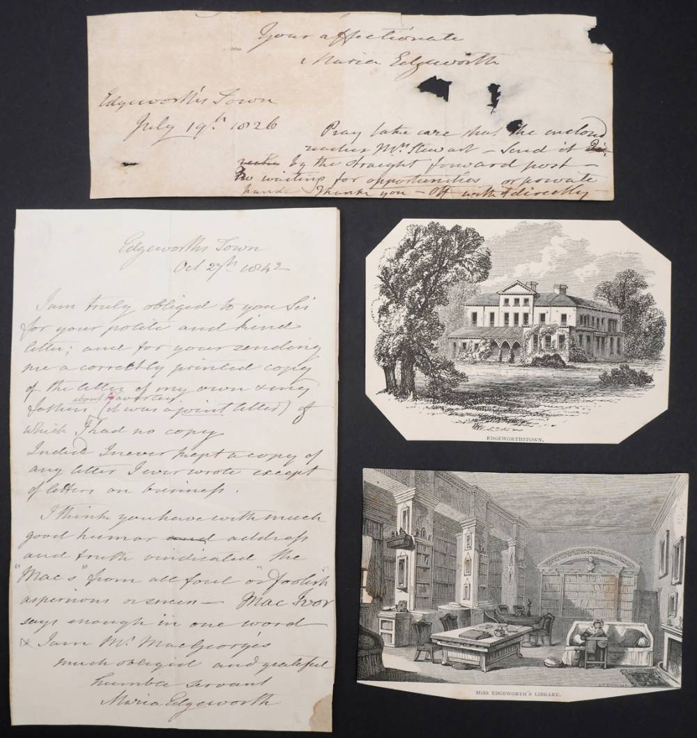 Edgeworth, Maria. 1842 (October 27) Signed autograph letter. at Whyte's Auctions