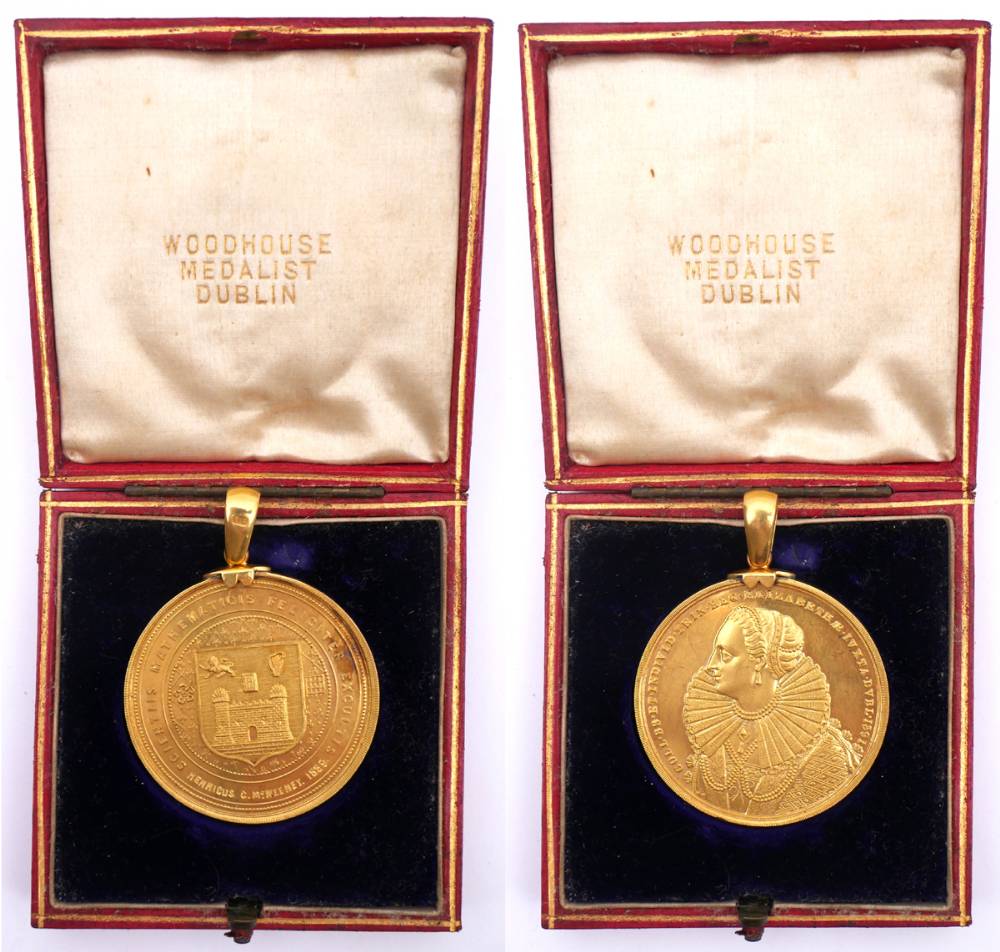 Trinity College Dublin gold award medal for Science and Mathematics, 1889. at Whyte's Auctions