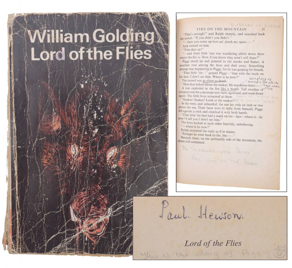 U2, Bono's school copy of Lord of the Flies. at Whyte's Auctions
