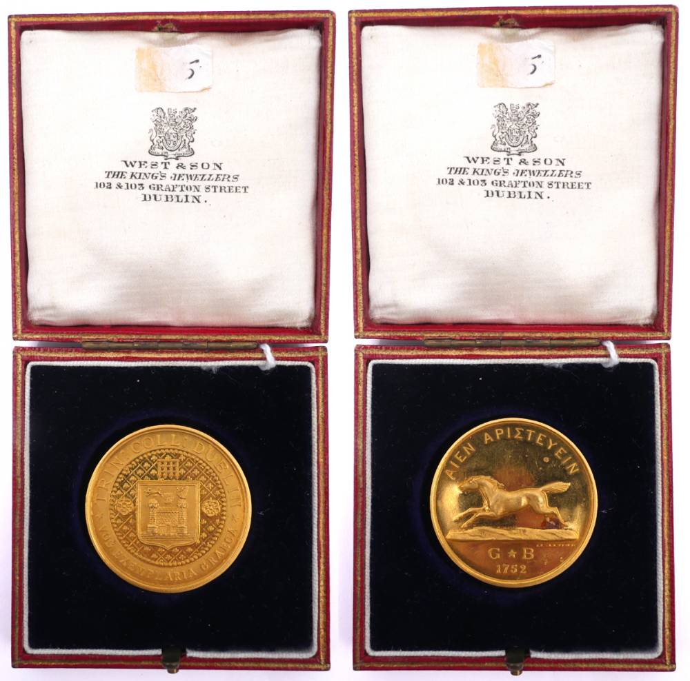 Trinity College Dublin gold award medal for Greek, 1908. at Whyte's Auctions