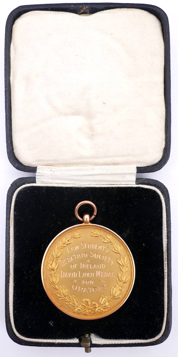 Law Students Debating Society of Ireland gold award medal for Oratory 1926-1927. at Whyte's Auctions