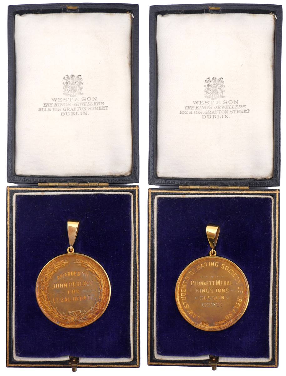 Law Students Debating Society gold award medal, 1927-28. at Whyte's Auctions