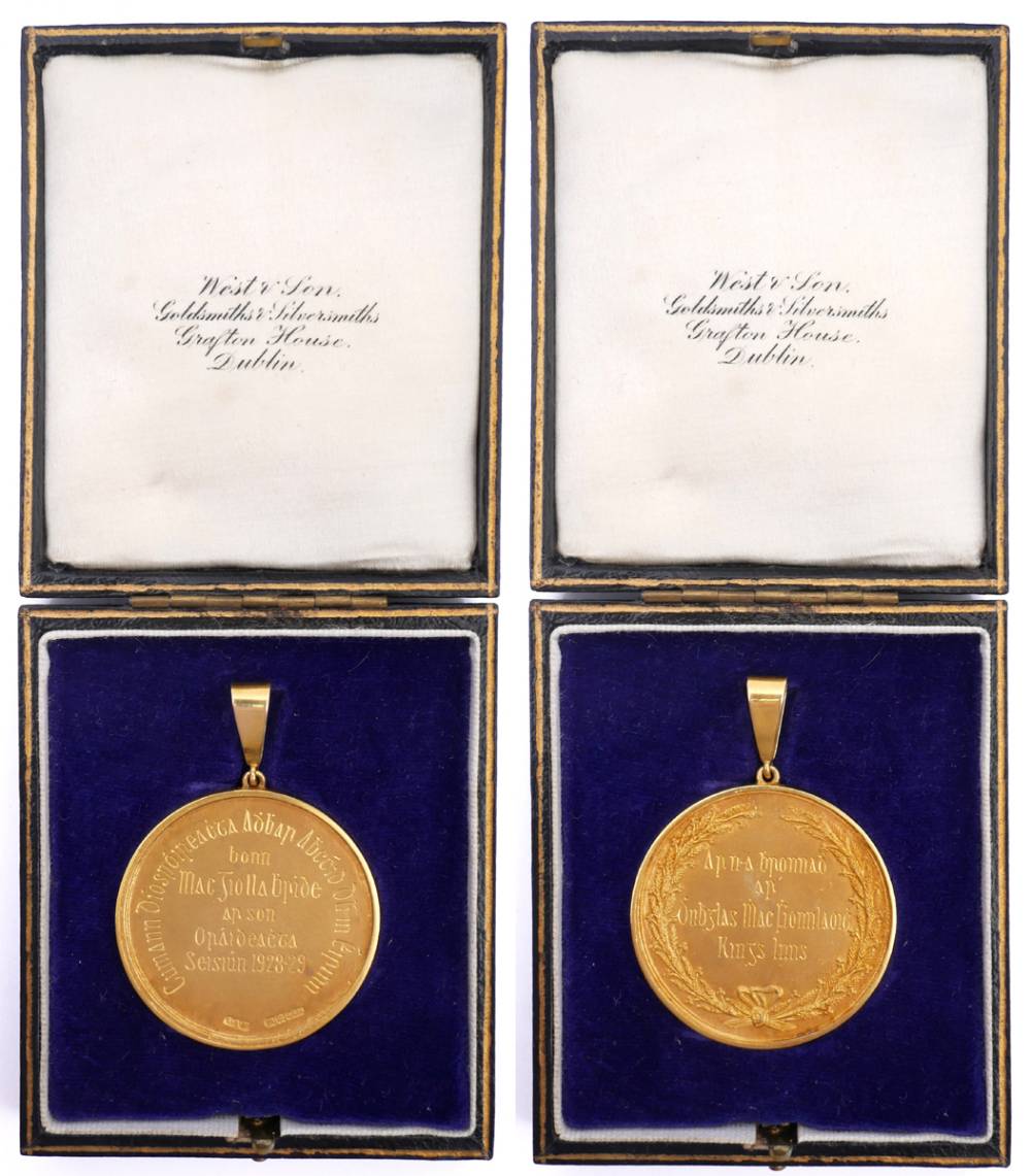 Cumann Diospoireachta Adbhar Abhcuidh Dli in Eirinn gold award medal 1928-1929 at Whyte's Auctions