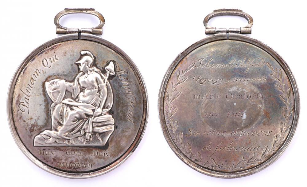 Trinity College Dublin Extern Historical Society - a rare silver medal by Mossop, 1807. at Whyte's Auctions