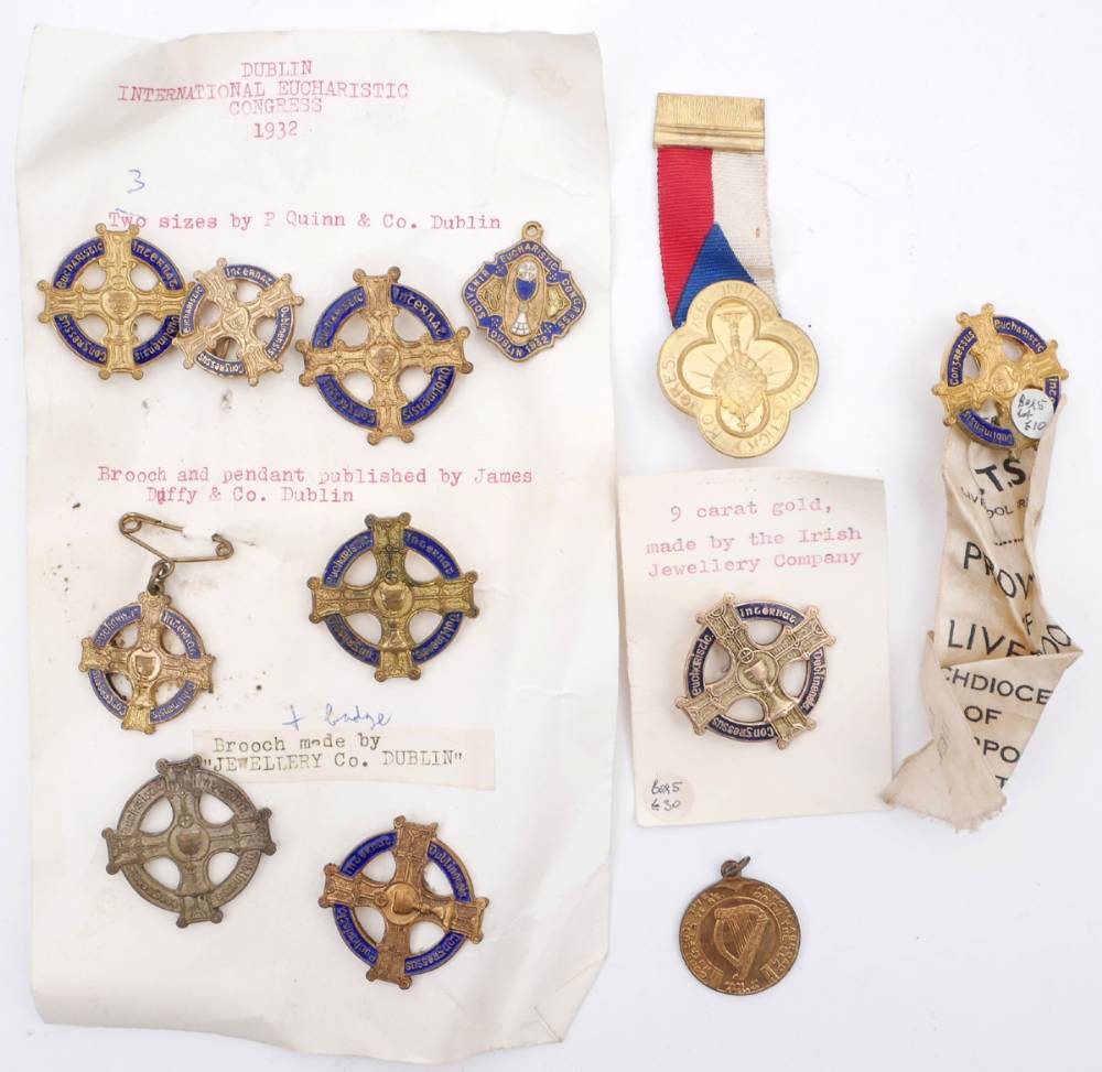 Eucharistic Congress Dublin 1932 badges and 1979 Papal Visit to Ireland medals. (14) at Whyte's Auctions