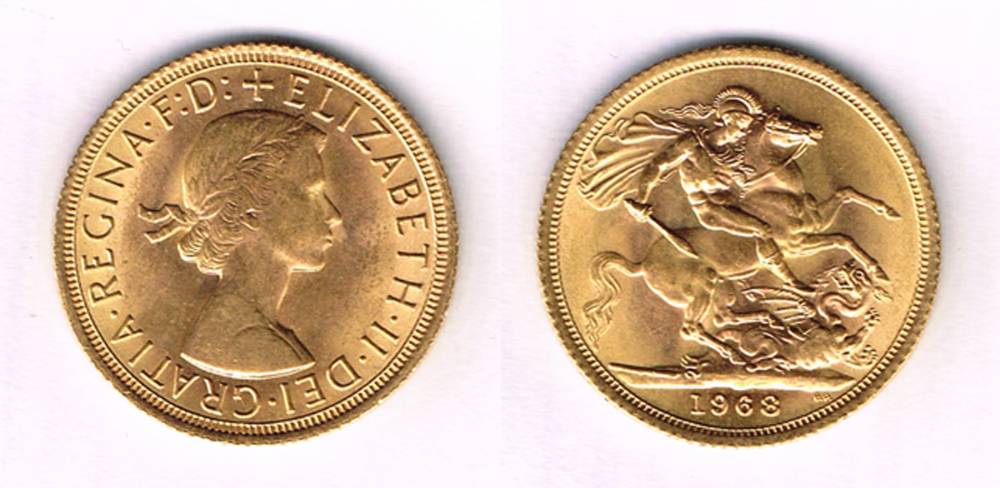 Elizabeth II gold sovereign, 1968. at Whyte's Auctions