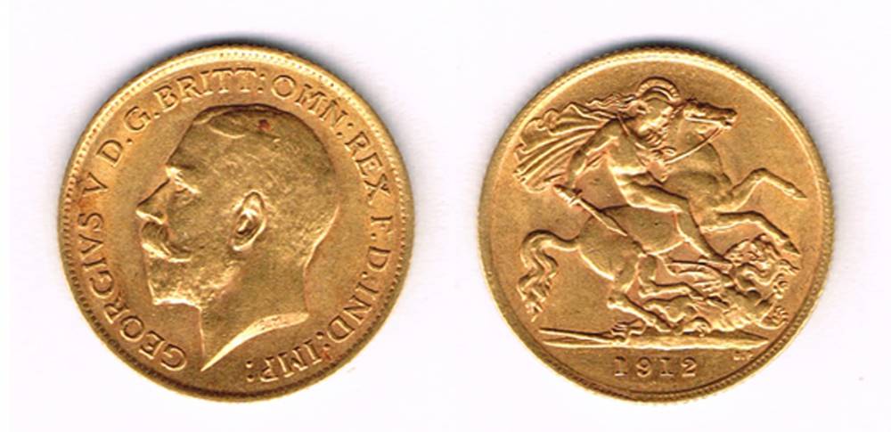George V gold half sovereigns, 1912 and 1914. at Whyte's Auctions