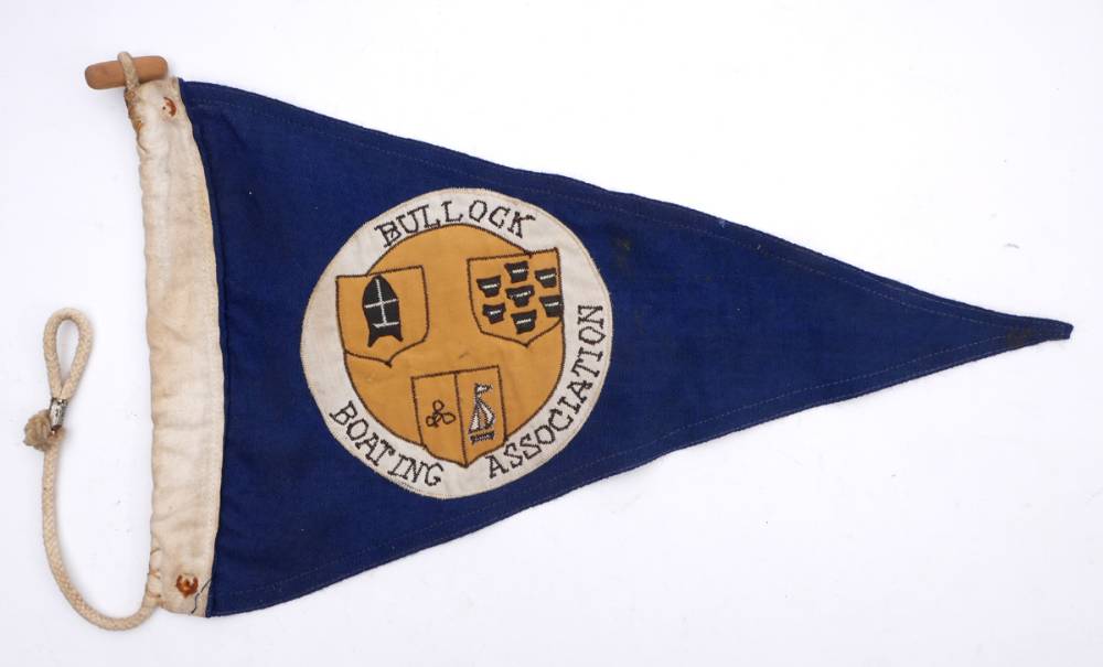Cloth burgee for Bullock Boating Association at Whyte's Auctions