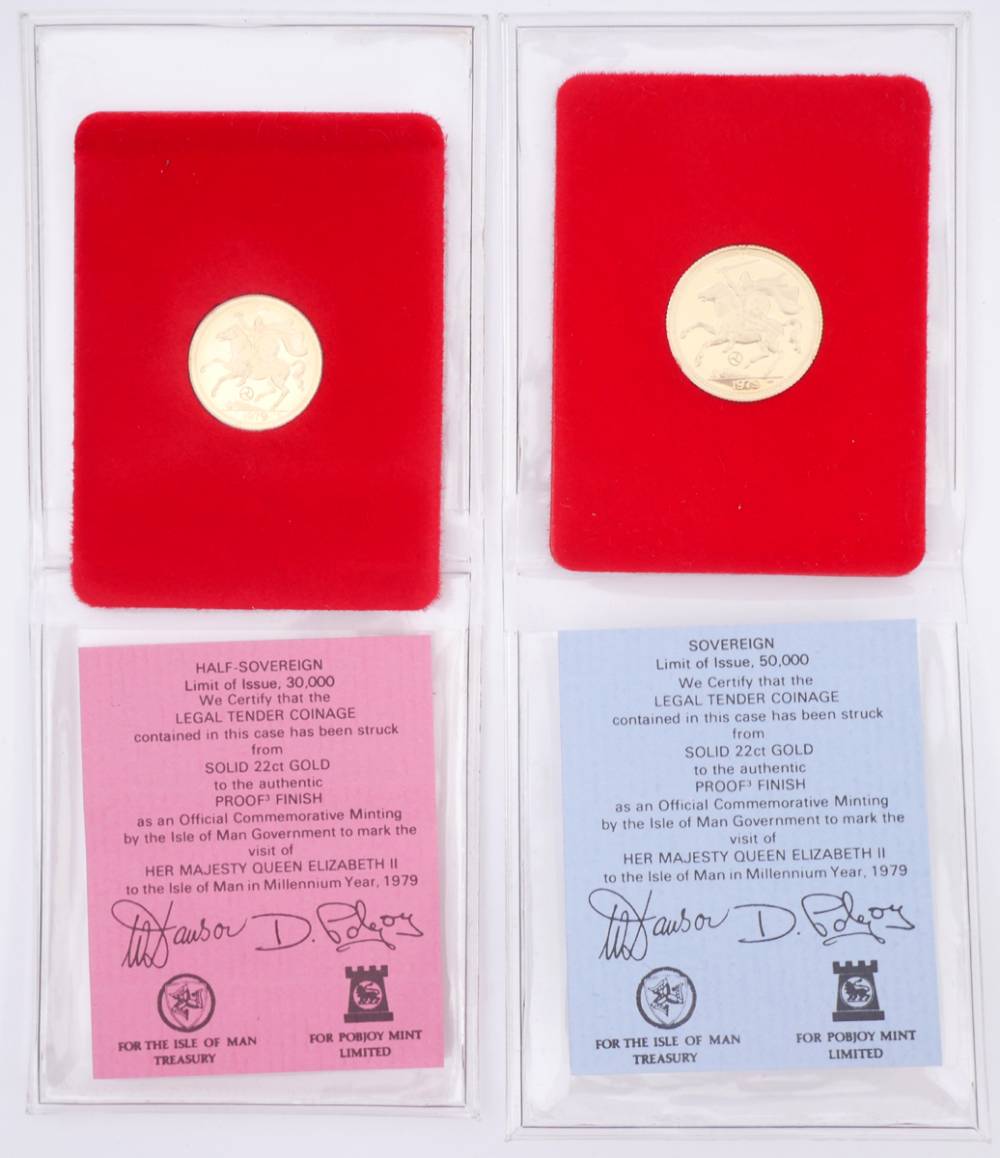 Isle of Man gold sovereign and gold half sovereign proofs, 1979. at Whyte's Auctions