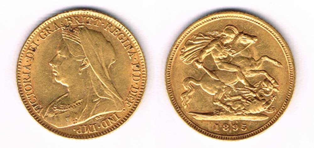 Victoria gold half sovereign, 1895, at Whyte's Auctions