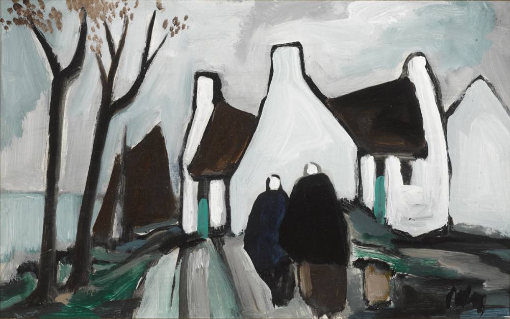 SHAWLIES AND COTTAGES by Markey Robinson (1918-1999) (1918-1999) at Whyte's Auctions