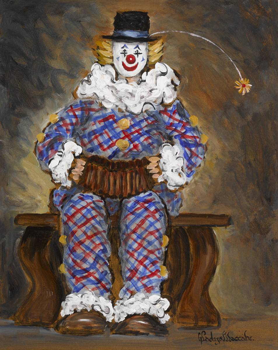 CLOWN WITH MUSIC BOX by Gladys Maccabe MBE HRUA ROI FRSA (1918-2018) at Whyte's Auctions