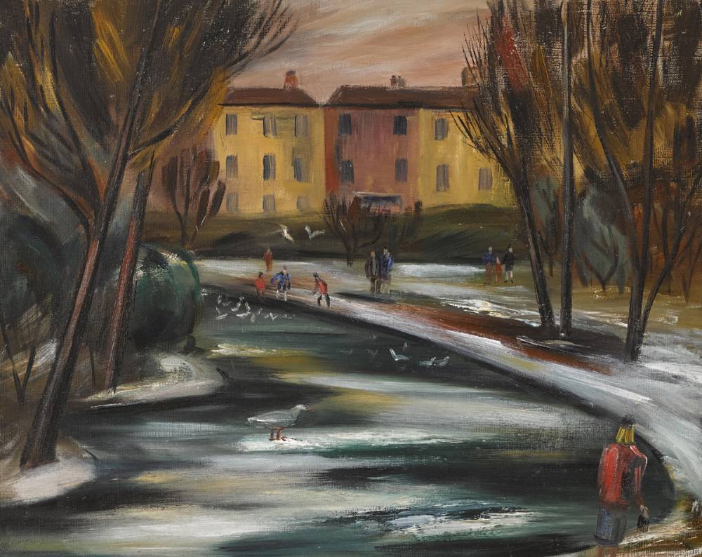 FROZEN LAKE, ST. STEPHEN'S GREEN, DUBLIN by Norah McGuinness HRHA (1901-1980) at Whyte's Auctions