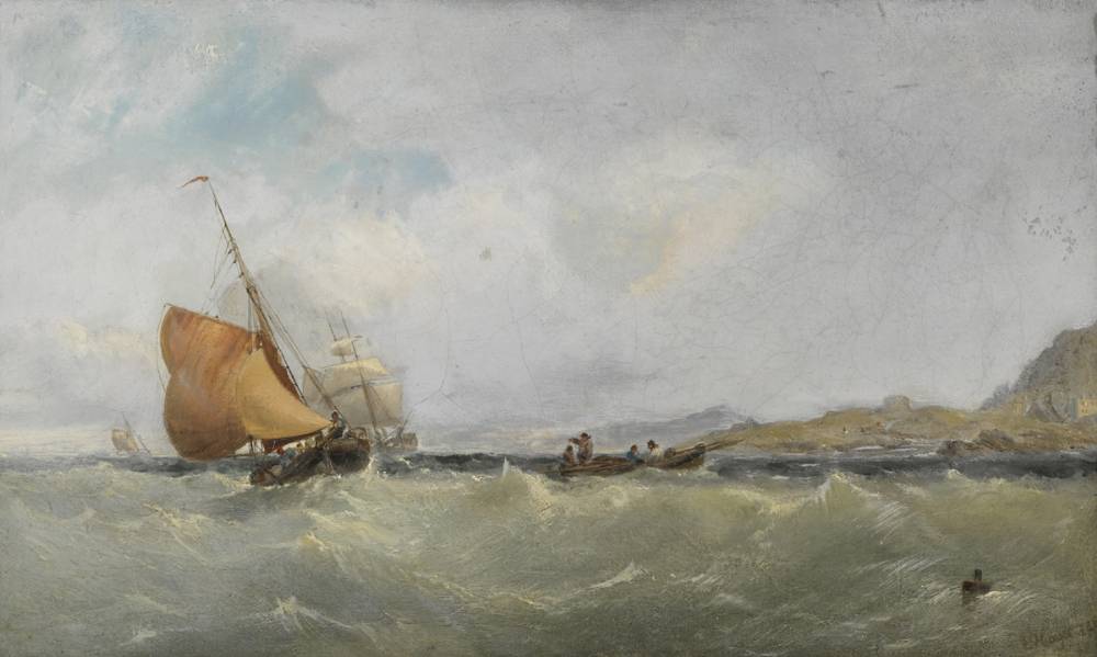 FISHING BOATS OFF DALKEY, COUNTY DUBLIN, 1888 by Edwin Hayes RHA RI ROI (1819-1904) at Whyte's Auctions