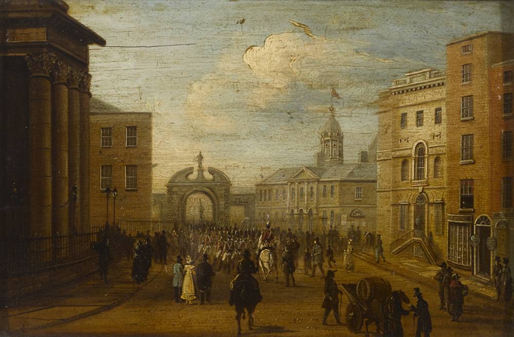 DUBLIN CASTLE FROM DAME STREET by William Sadler II (c.1782-1839) at Whyte's Auctions