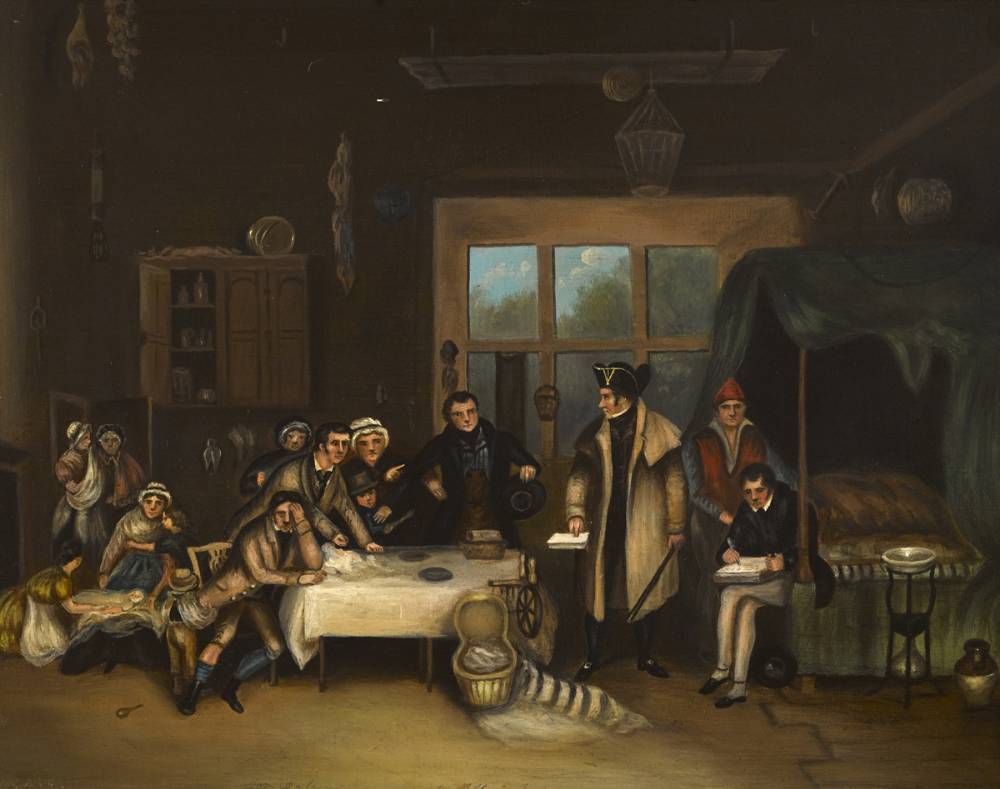 DISTRAINING FOR RENT (1815) by William Howis Junior (1827-1857) after <br>Sir David Wilkie RA (Scottish, 1785-1841) <br> (1827-1857) after <br>Sir David Wilkie RA (Scottish, 1785-1841) <br> at Whyte's Auctions