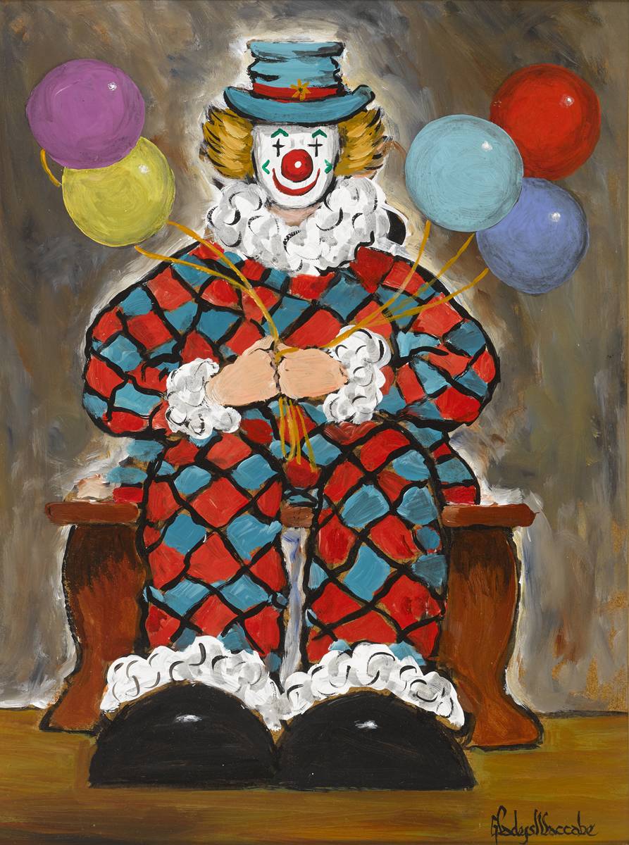 CLOWN WITH BALLOONS by Gladys Maccabe MBE HRUA ROI FRSA (1918-2018) at Whyte's Auctions