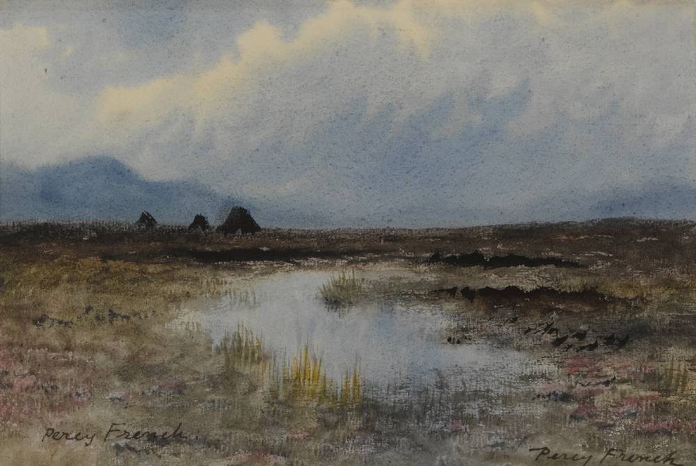 TURF STACKS AND BOG RIVER by William Percy French (1854-1920) at Whyte's Auctions