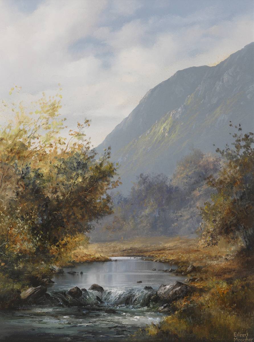 LAKE SCENE WITH MOUNTAINS IN THE DISTANCE by Eileen Meagher (b.1946) at Whyte's Auctions