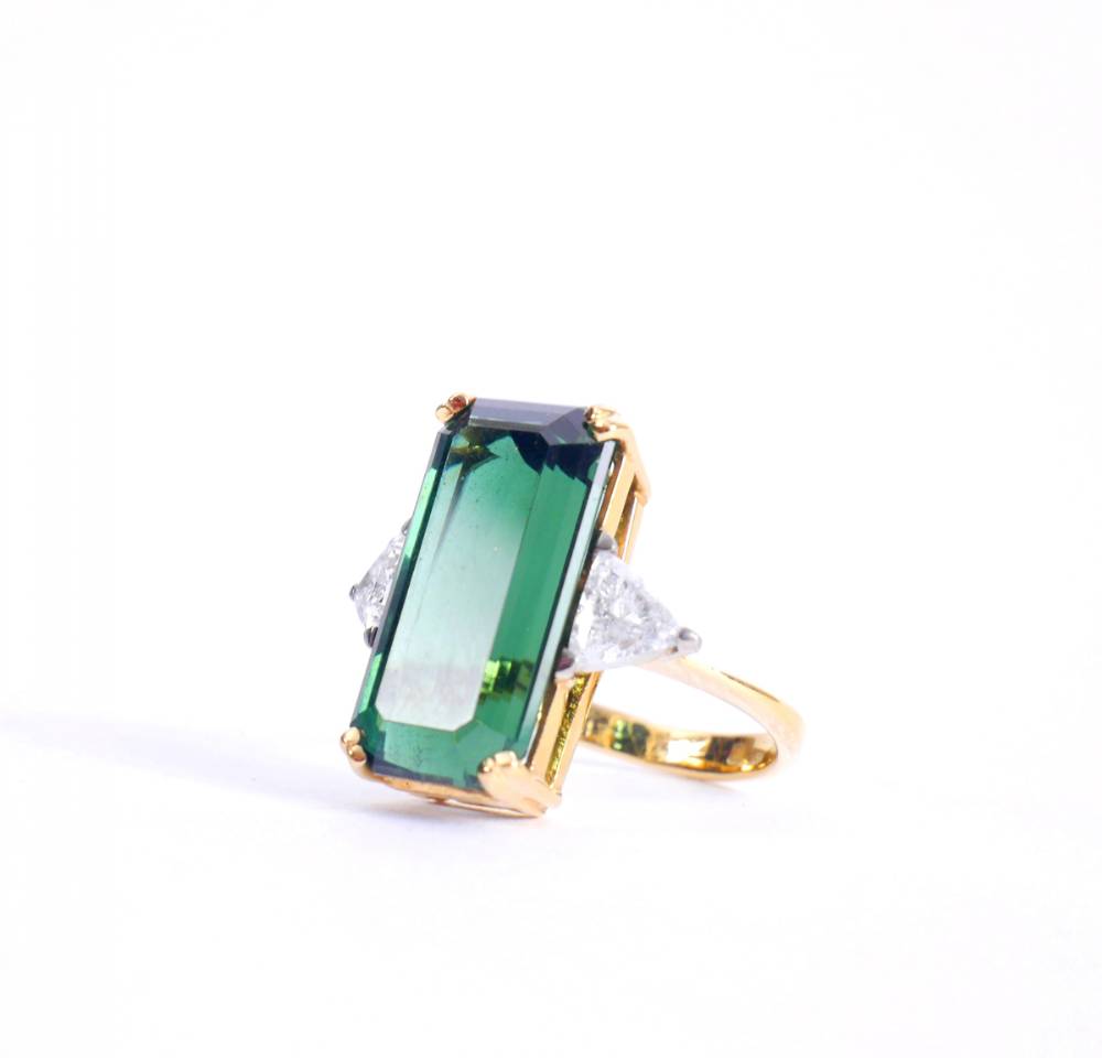 A tourmaline and diamond cocktail ring. at Whyte's Auctions
