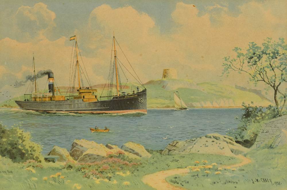 THE S.S. ORANMORE PASSING DALKEY ISLAND, COUNTY DUBLIN,1930 by Joseph William Carey RUA (1859-1937) at Whyte's Auctions