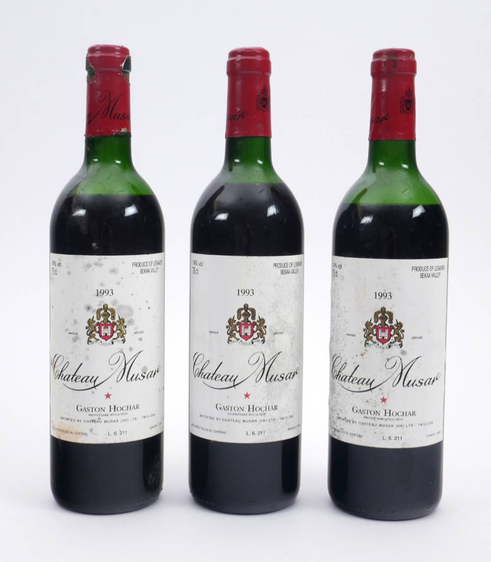 Ch�teau Musar, Bekaa Valley, 1993, three bottles. at Whyte's Auctions