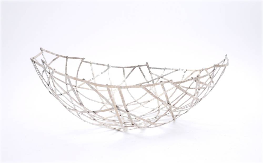 Contemporary hammered silver basket, by Angie Young. at Whyte's Auctions