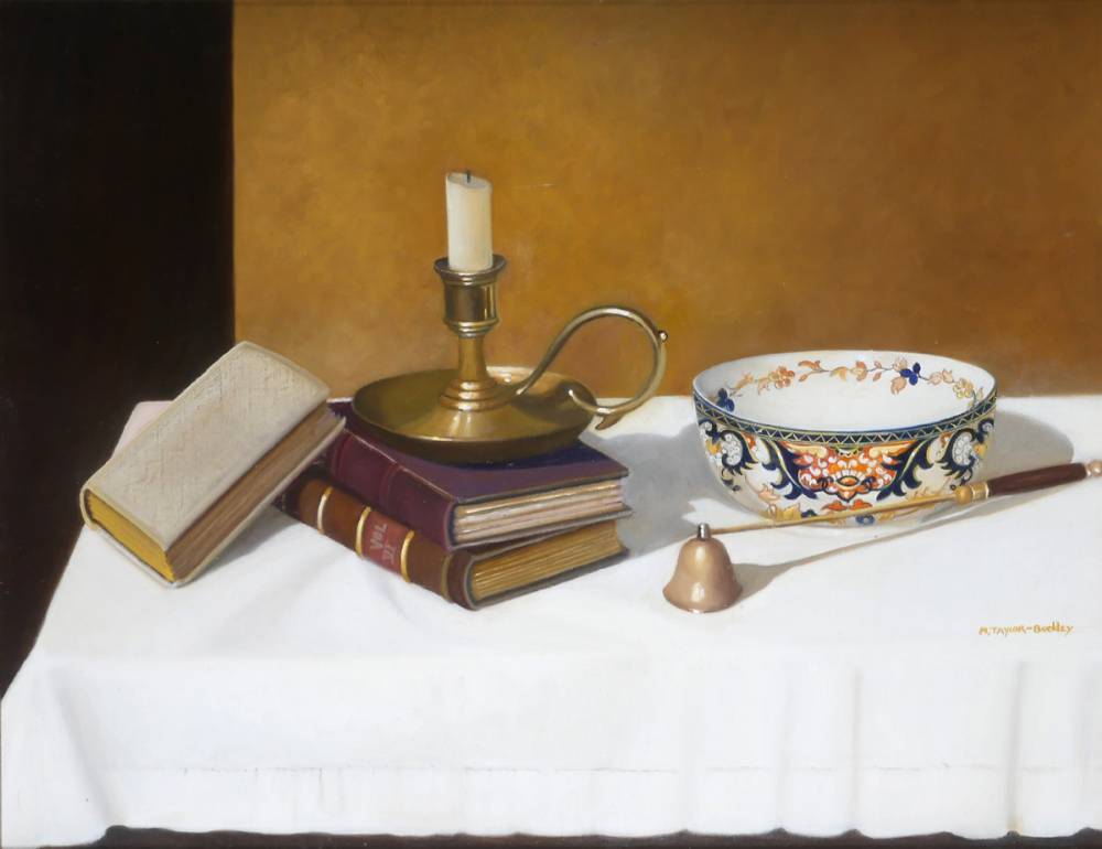 STILL LIFE WITH CANDLE AND BOOKS by Maura Taylor Buckley (b.1930) (b.1930) at Whyte's Auctions