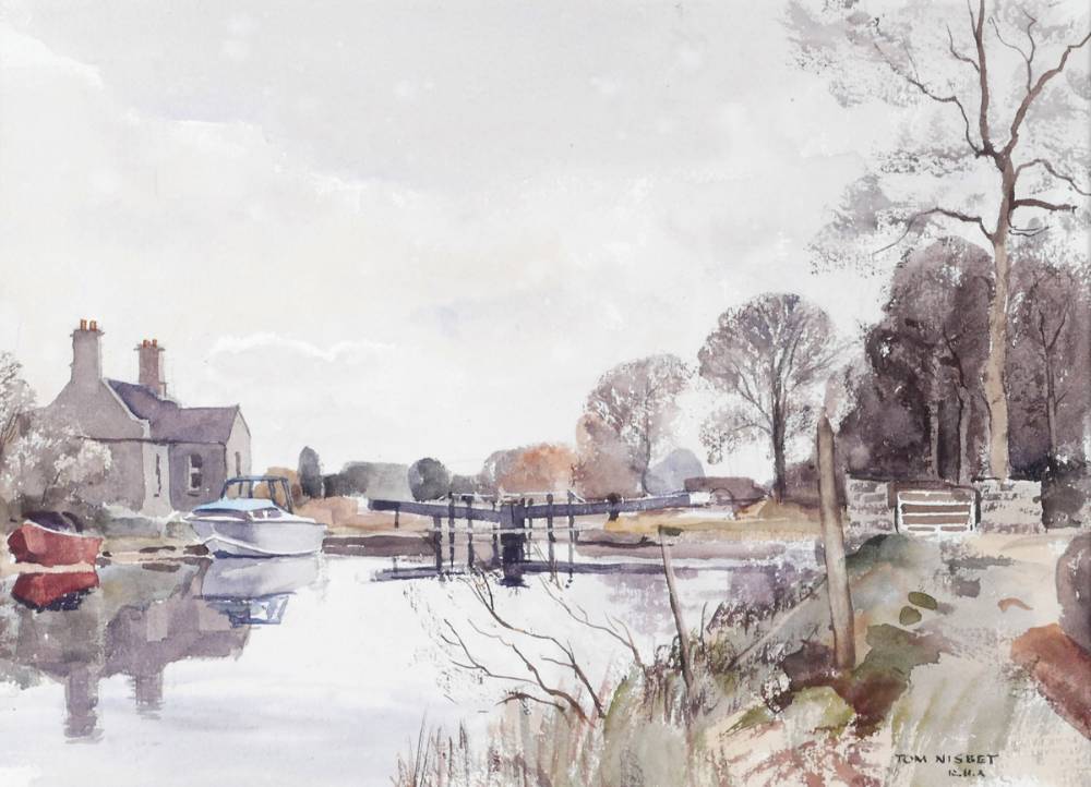GRAND CANAL, SHERLOCKSTOWN, COUNTY KILDARE by Tom Nisbet RHA (1909-2001) at Whyte's Auctions