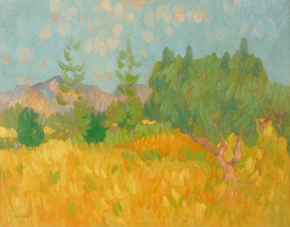 OLIVE AND PINE TREES AT NERJA, SPAIN by Desmond Carrick RHA (1928-2012) RHA (1928-2012) at Whyte's Auctions