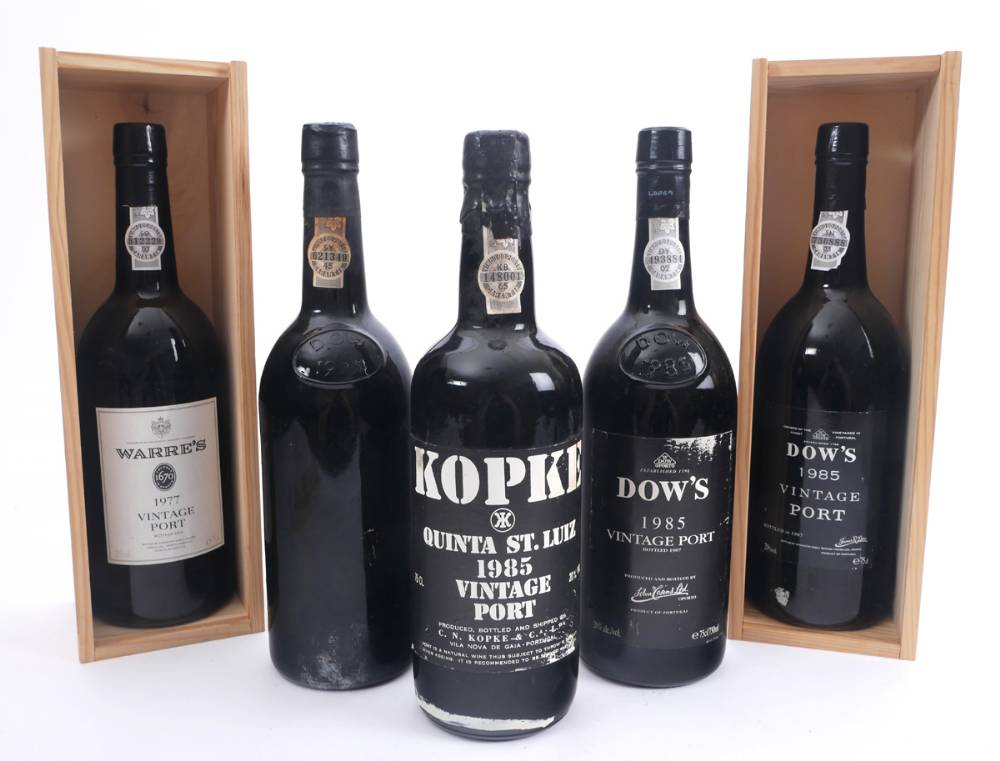 Vintage Port, Dow's, Kopke and Warre's, five bottles. at Whyte's Auctions