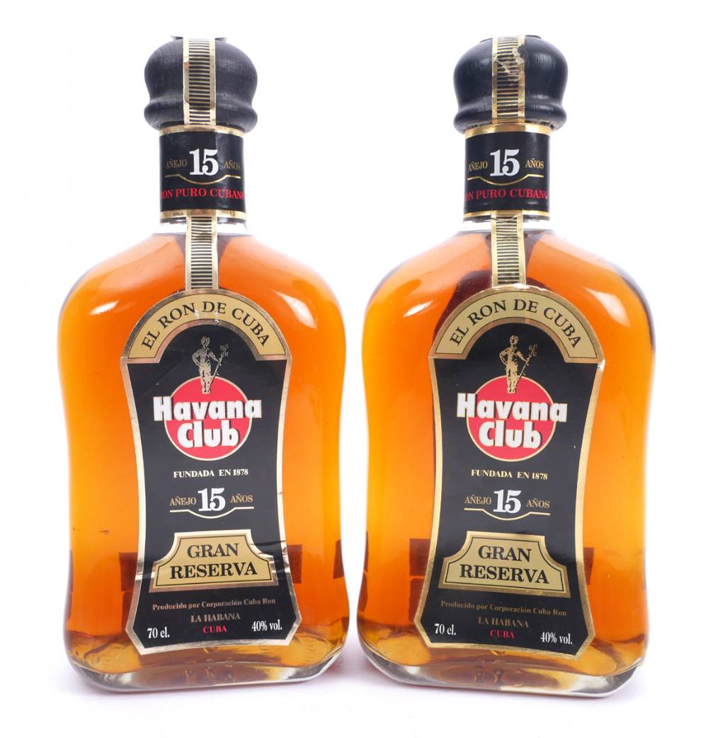 Havana Club 15 A�os Gran Reserva rum, two bottles. at Whyte's Auctions