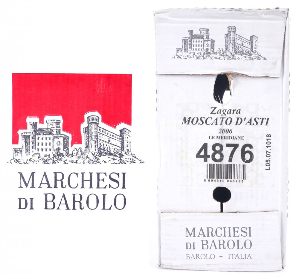 Marchesi di Barolo Zagara, Moscato d'Asti 2006, light dessert wine, one case of six bottles. at Whyte's Auctions