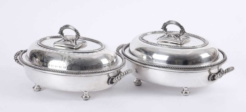 Pair of Victorian entr�e dishes and covers. at Whyte's Auctions