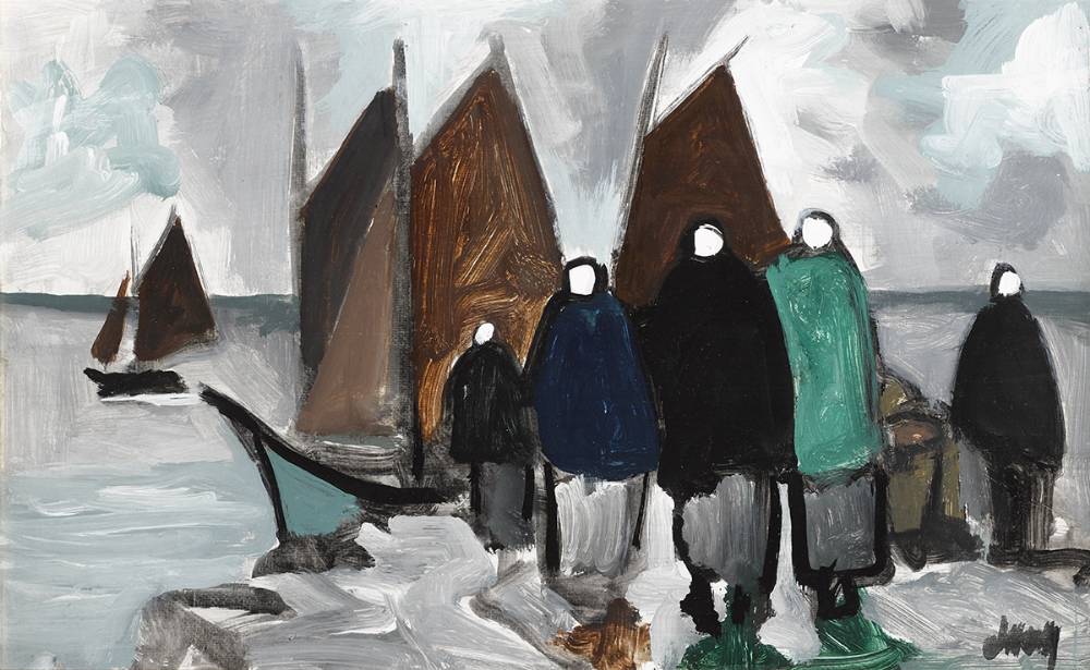 SHAWLIES AND FISHING BOATS by Markey Robinson (1918-1999) at Whyte's Auctions