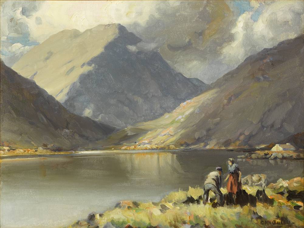 STACKING TURF BY THE LAKE by Charles J. McAuley sold for �2,000 at Whyte's Auctions