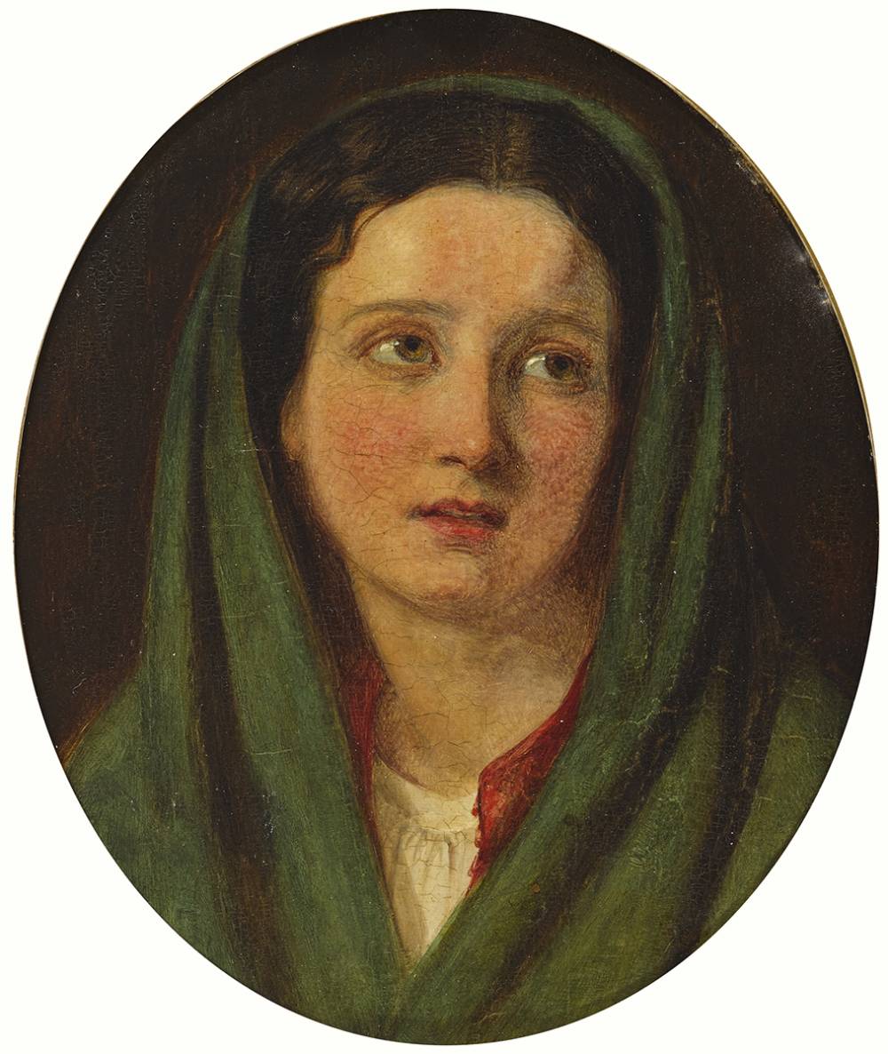 PORTRAIT OF OF A GIRL IN A GREEN SHAWL by William Gale (British, 1823-1909) at Whyte's Auctions