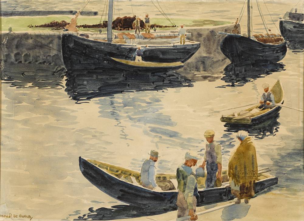 LOADING TURF AT CARRAROE FOR THE ARAN ISLANDS by Miche�l de Burca RHA (1913-1985) at Whyte's Auctions