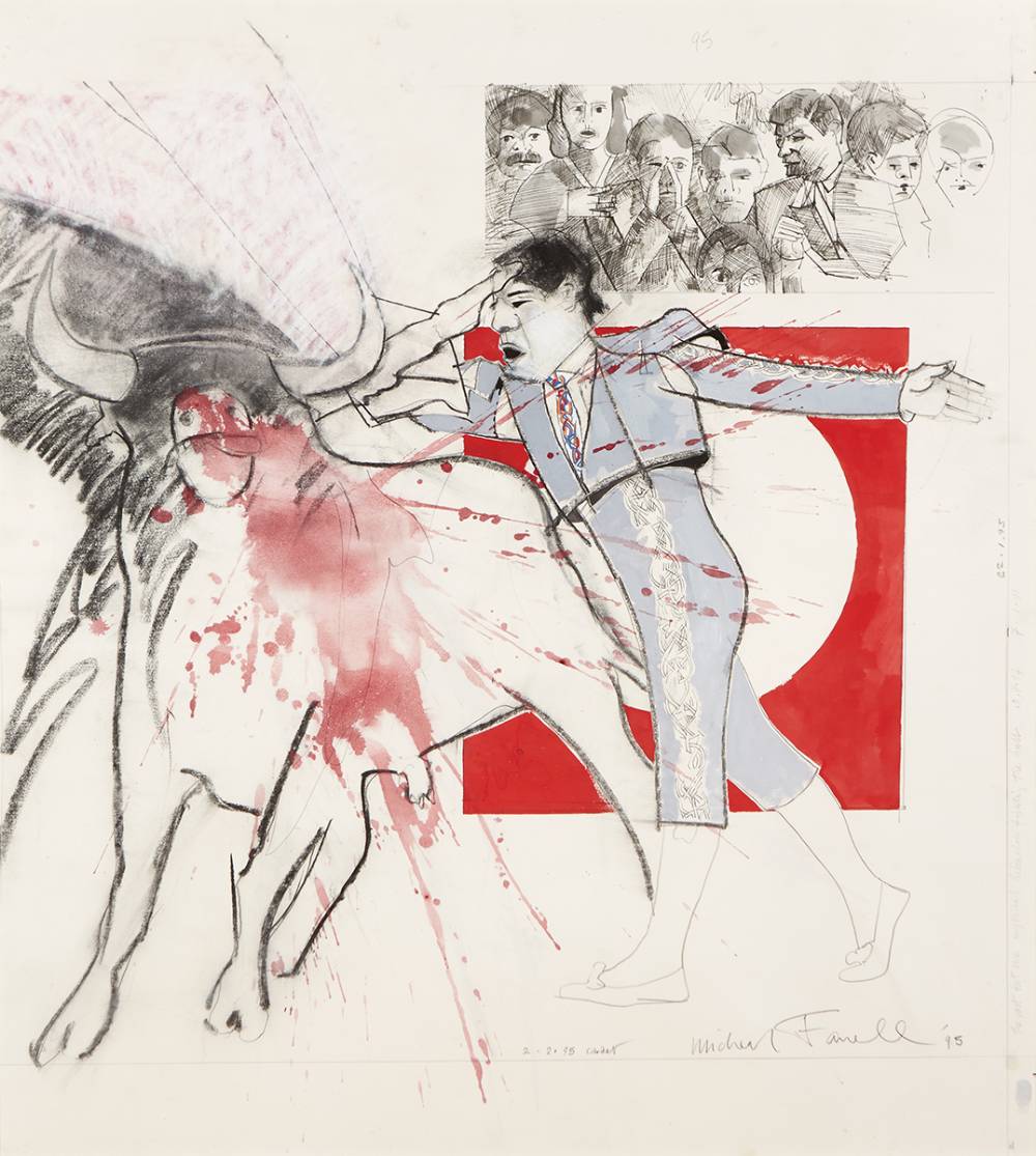 THE LAST BUT ONE MYTHICAL HIBERNIAN FIGHTING THE BULL, 1994/95 by Micheal Farrell (1940-2000) at Whyte's Auctions